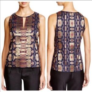 Navy/Gold Printed Metallic Jacquard Shell